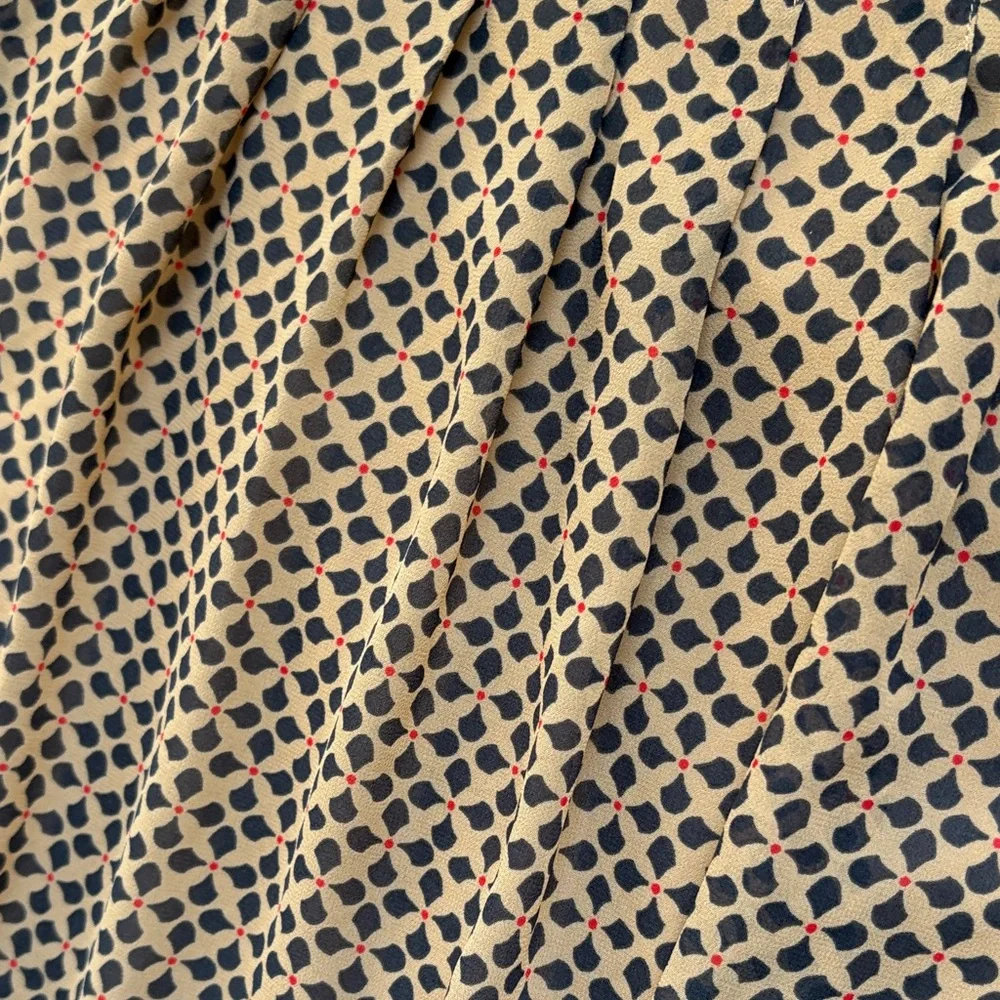 LOFT Tan and Black Geometric A-Line Pleated Skirt - Picture 10 of 12